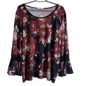 Hamilton women’s top 2x lace accents bell‎ sleeves
